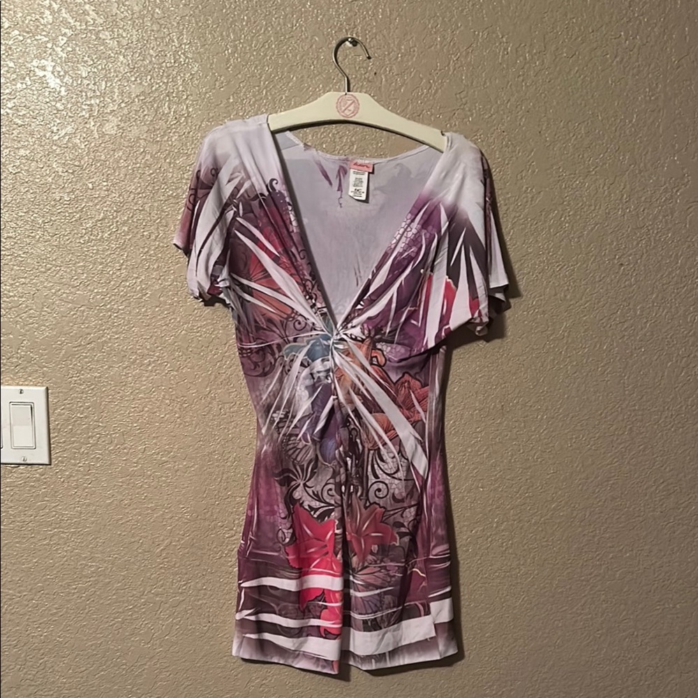 Purple and Pink Graphic Dress size large
